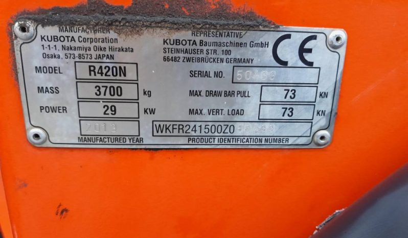 Kubota R 420 midi shovel met bak en vorken vol